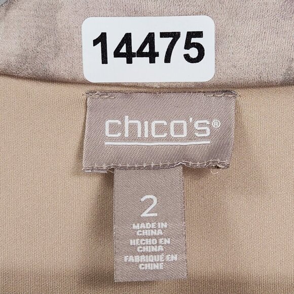 Chicos Jacket Womens 2 Cream Tan 12 Faux Suede Full Zip Lightweight Casual - Picture 8 of 12